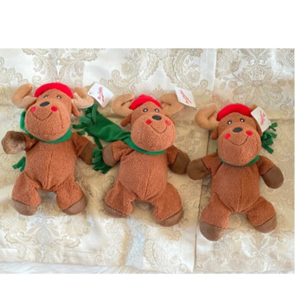 Mrs Fields Gingerbread Reindeer Plush Set of 3 Christmas Holiday Decor VintageVT